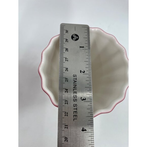 Villeroy Boch Ice Cream Sundae Glasses 1748 Pink/Red Rippled Edge Design RARE - Picture 5 of 5